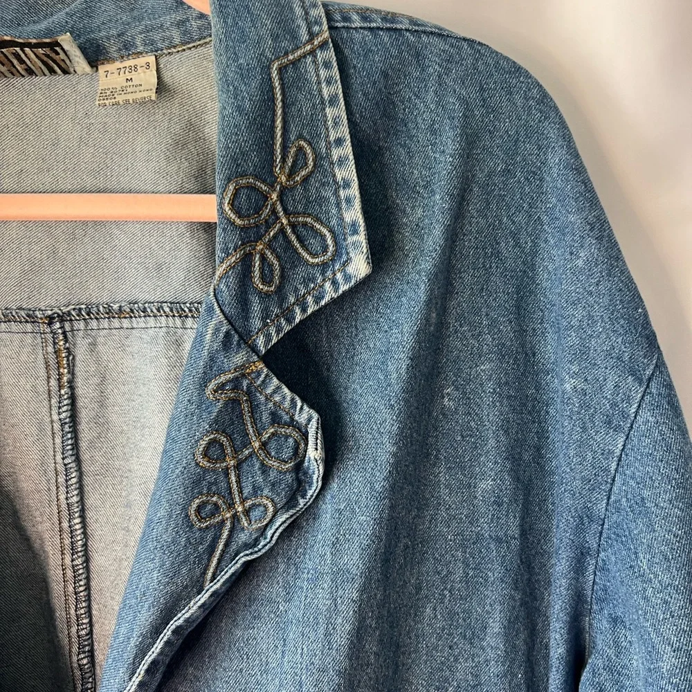 Women’s Vintage FORENZA 100% Cotton Long Duster Jean Trench Coat - Picture 5 of 5